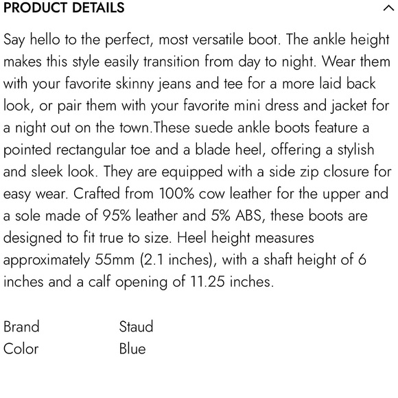 STAUD Willy suede ankle boots in director blue EU37 US6-6.5 💙 - Picture 5 of 5